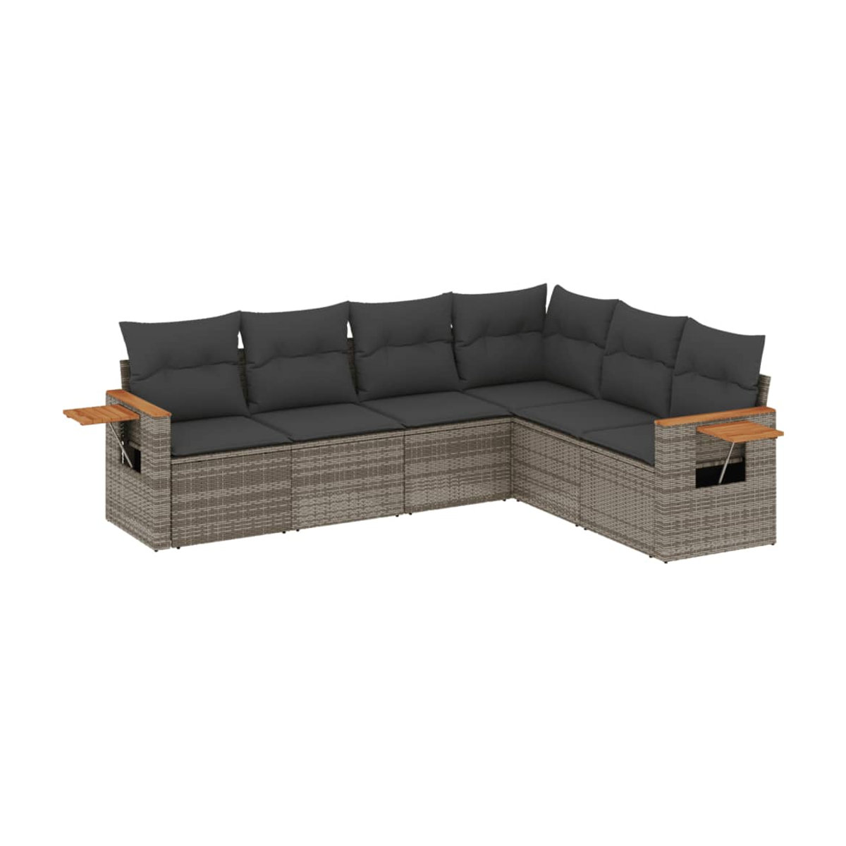 Vidaxl 6-teiliges Gartenmöbel-Set aus Polyrattan mit Kissen in Grau - Bild 2