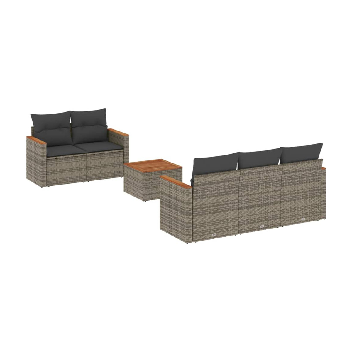 Vidaxl 6-teiliges Gartenmöbel-Set aus Polyrattan mit Kissen in Grau - Bild 3