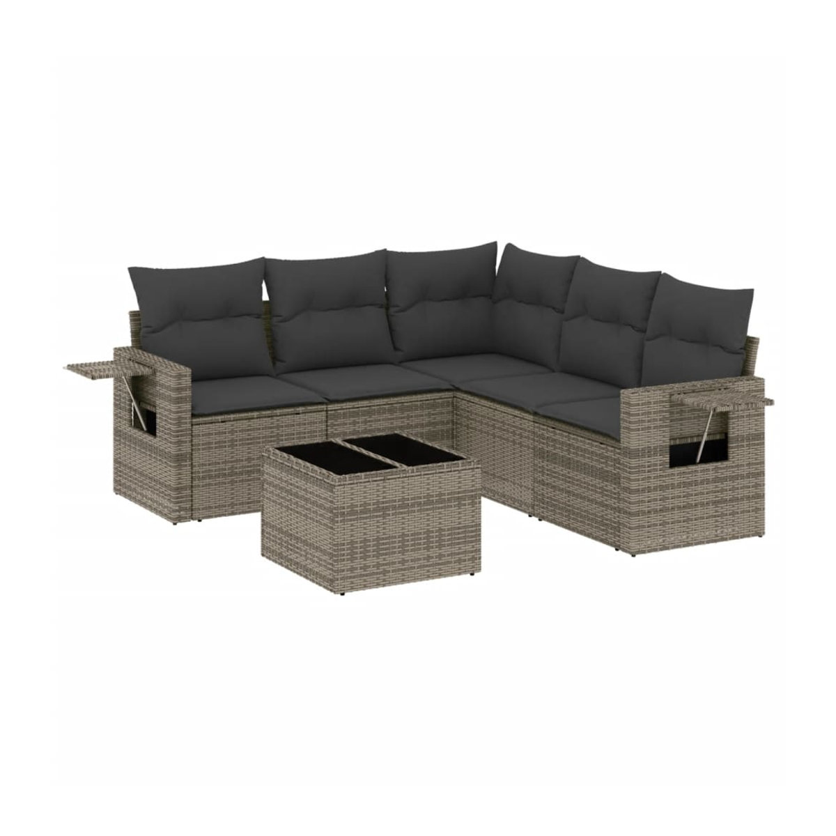 Vidaxl 6-teiliges Gartenmöbel-Set aus Polyrattan mit Kissen in Grau und Anthrazit - Bild 3