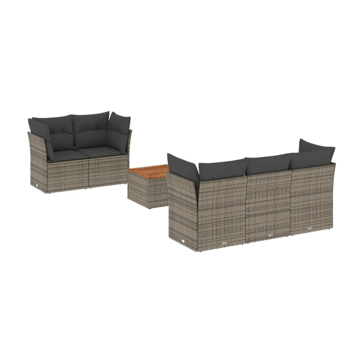 Vidaxl 6-teiliges Gartenmöbel-Set aus Polyrattan und Akazie mit Kissen, Grau - Bild 2