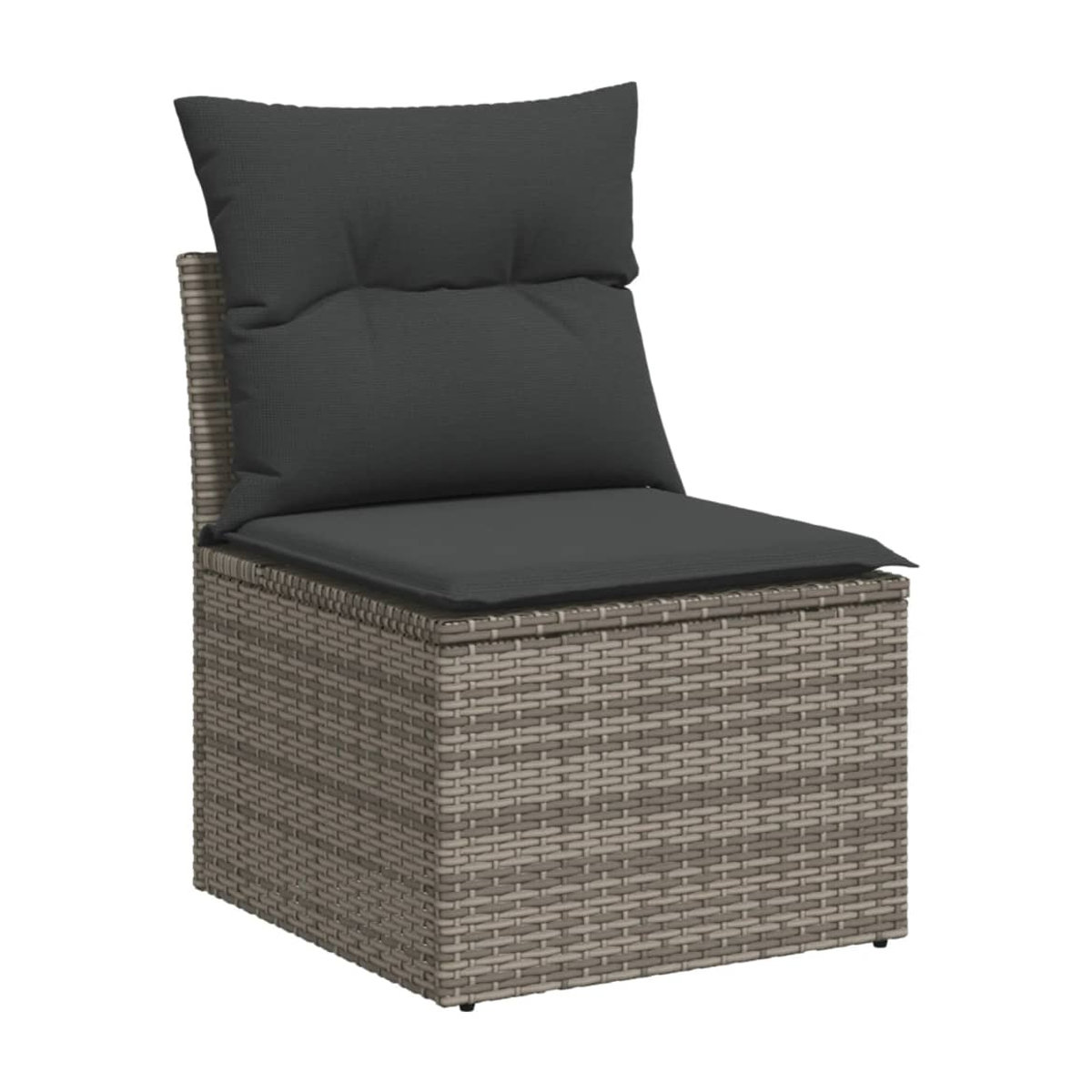Vidaxl 6-teiliges Gartenmöbel-Set aus Polyrattan und Akazie mit Kissen, Grau - Bild 4