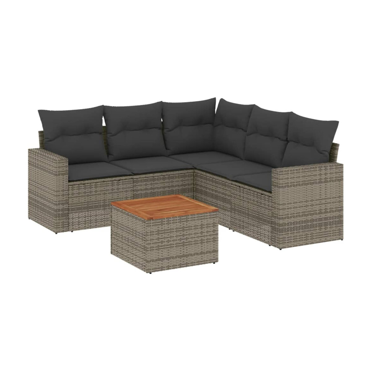 Vidaxl 6-teiliges Gartenmöbel-Set aus Polyrattan und Akazie mit Kissen, Grau - Bild 2