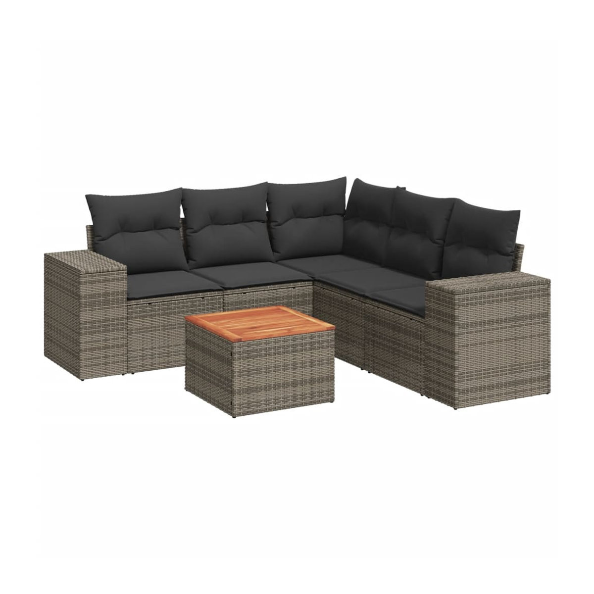 Vidaxl 6-teiliges Gartenmöbel-Set aus Polyrattan und Akazie mit Kissen, Grau - Bild 3
