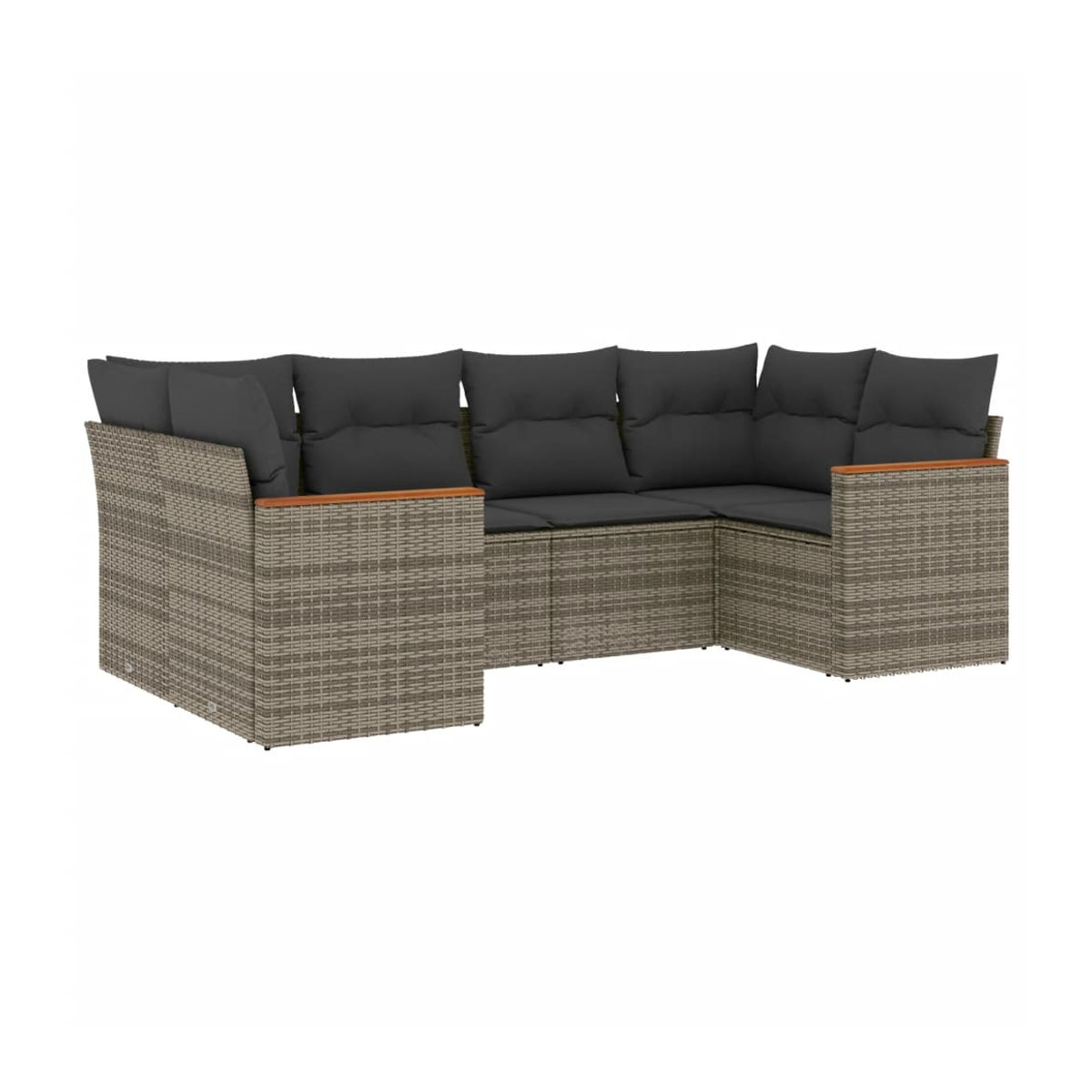 Vidaxl 6-teiliges Gartenmöbel-Set aus Polyrattan und Stahl mit Kissen, Grau - Bild 3