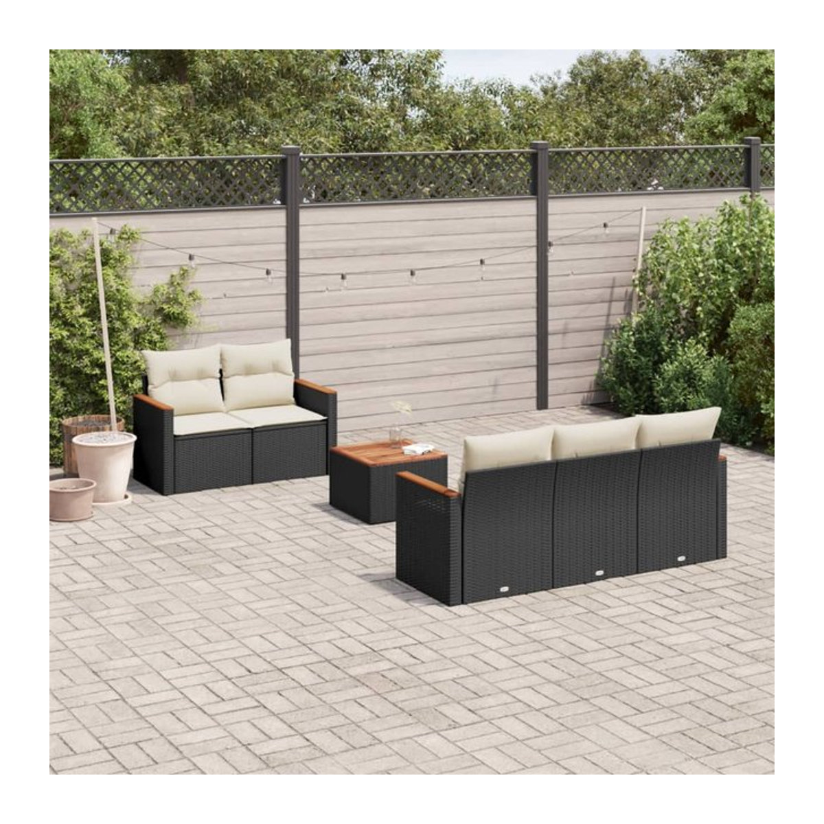 Vidaxl 6-teiliges Gartenmöbel-Set aus schwarzem Polyrattan mit Kissen - Bild 1