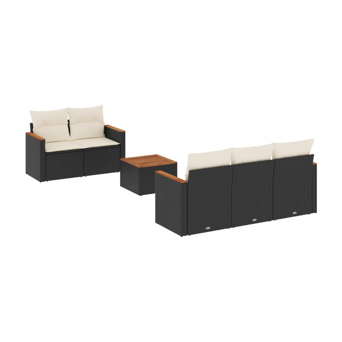 Vidaxl 6-teiliges Gartenmöbel-Set aus schwarzem Polyrattan mit Kissen - Bild 2
