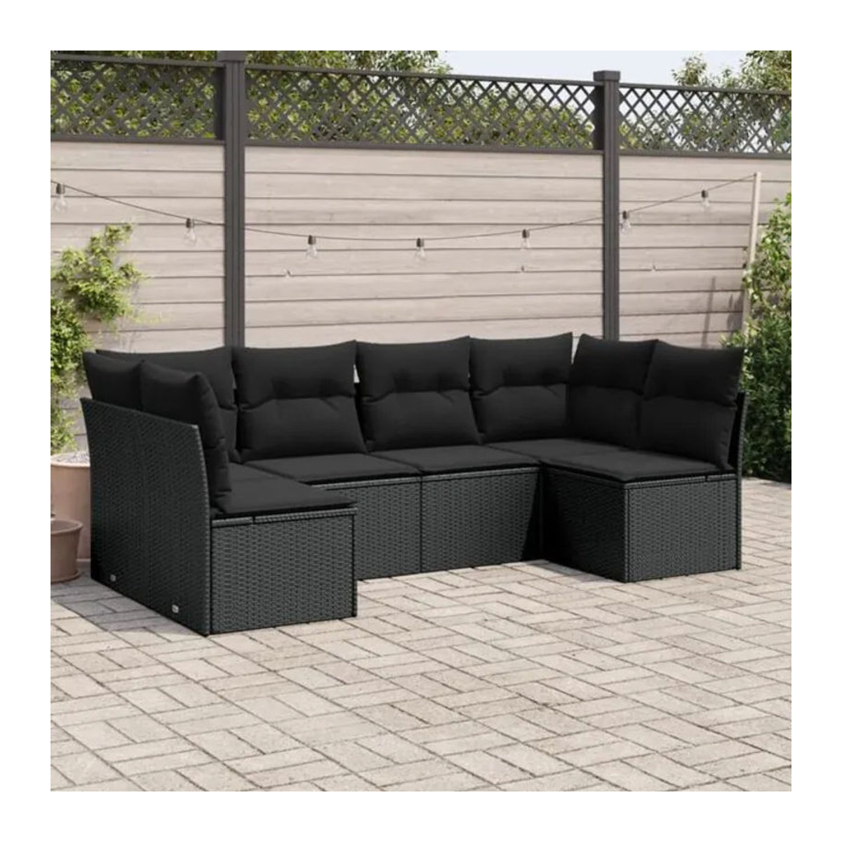 Vidaxl 6-tlg. Garten-Sofagarnitur aus Polyrattan mit Kissen in Schwarz - Bild 1