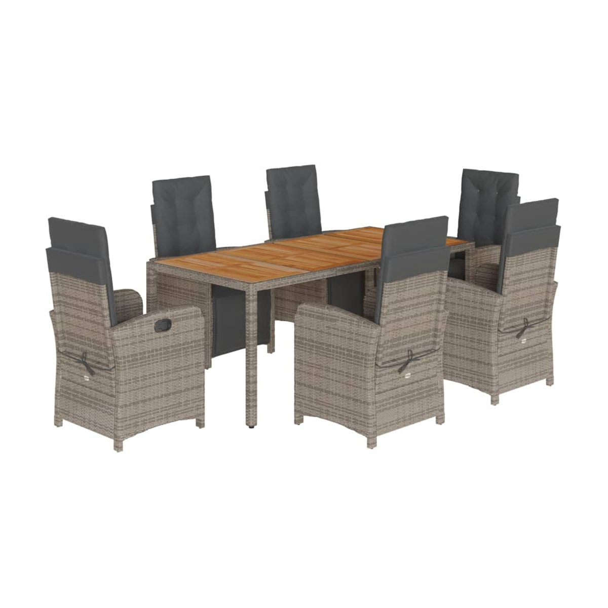 Vidaxl 7-teiliges Gartenmöbel-Set aus PE-Rattan mit Kissen in Grau - Bild 2