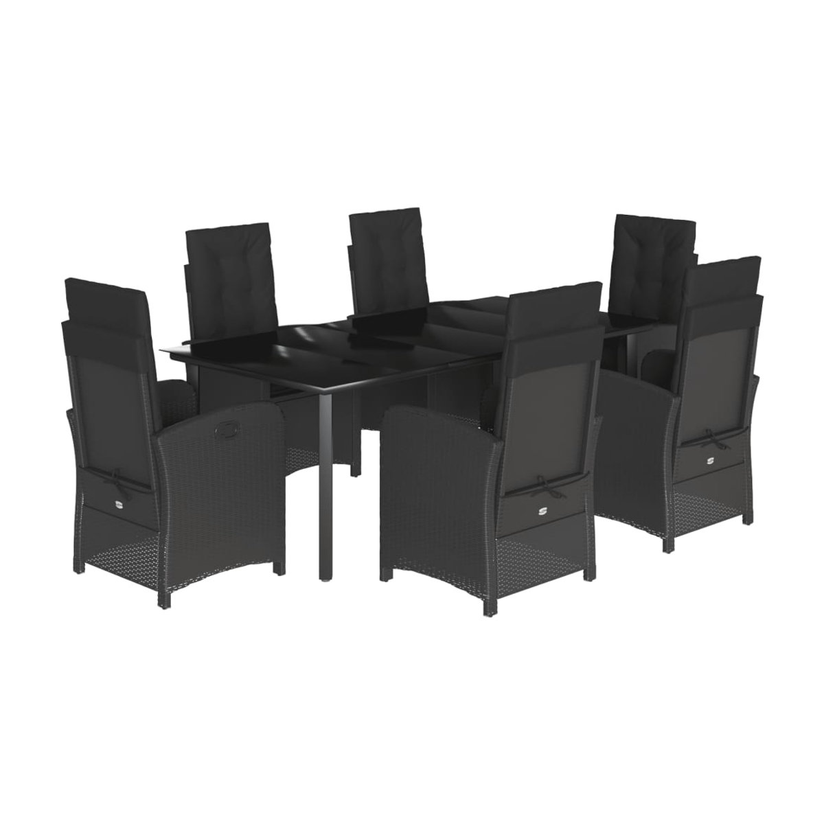 Vidaxl 7-teiliges Gartenmöbel-Set aus Polyrattan mit Kissen in Schwarz - Bild 2