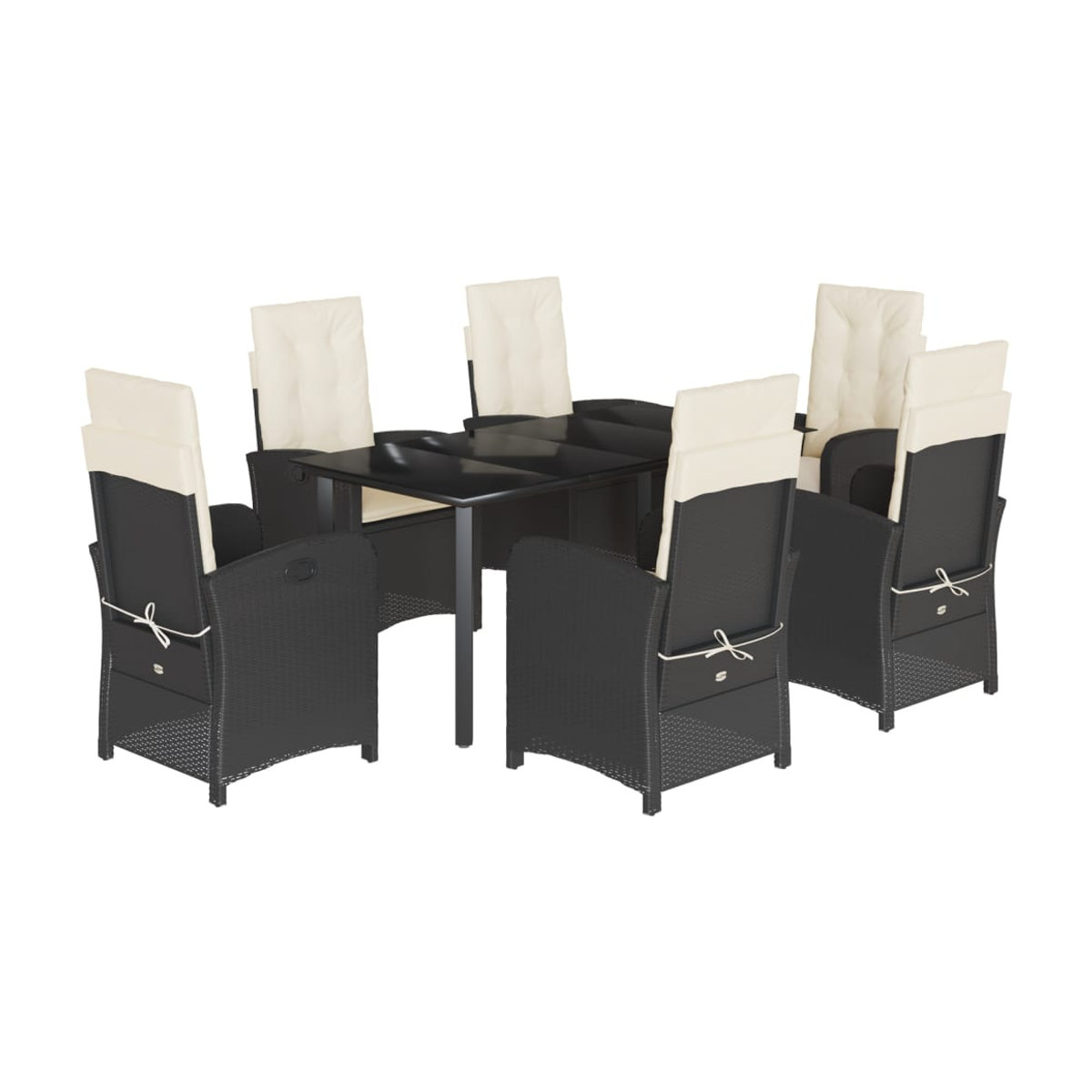 Vidaxl 7-teiliges Gartenmöbel-Set aus Polyrattan mit Kissen in Schwarz - Bild 4