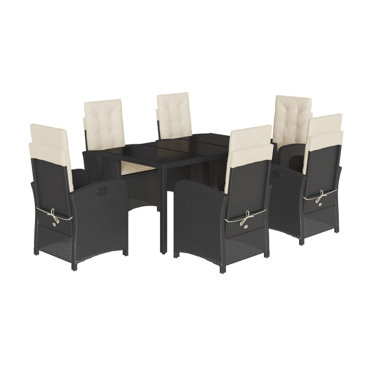 Vidaxl 7-teiliges Gartenmöbel-Set aus Polyrattan mit Kissen in Schwarz - Bild 2
