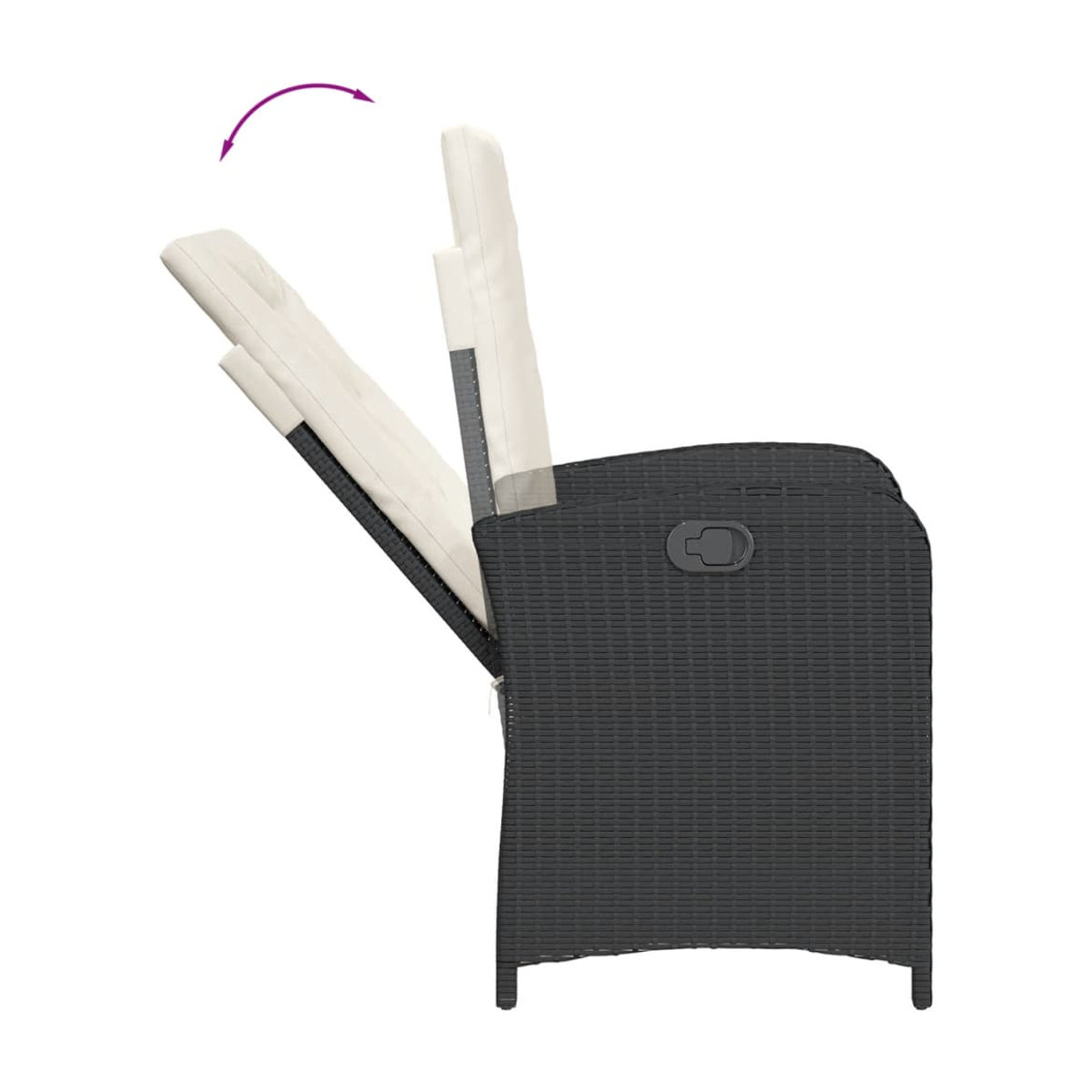 Vidaxl 7-teiliges Gartenmöbel-Set aus Polyrattan mit Kissen in Schwarz - Bild 3