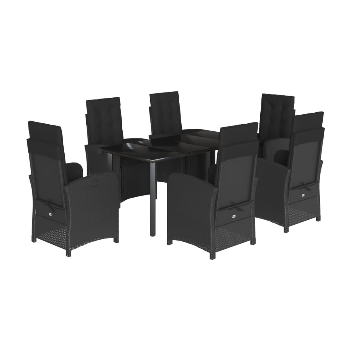 Vidaxl 7-teiliges Gartenmöbel-Set aus Polyrattan mit Kissen in Schwarz - Bild 2
