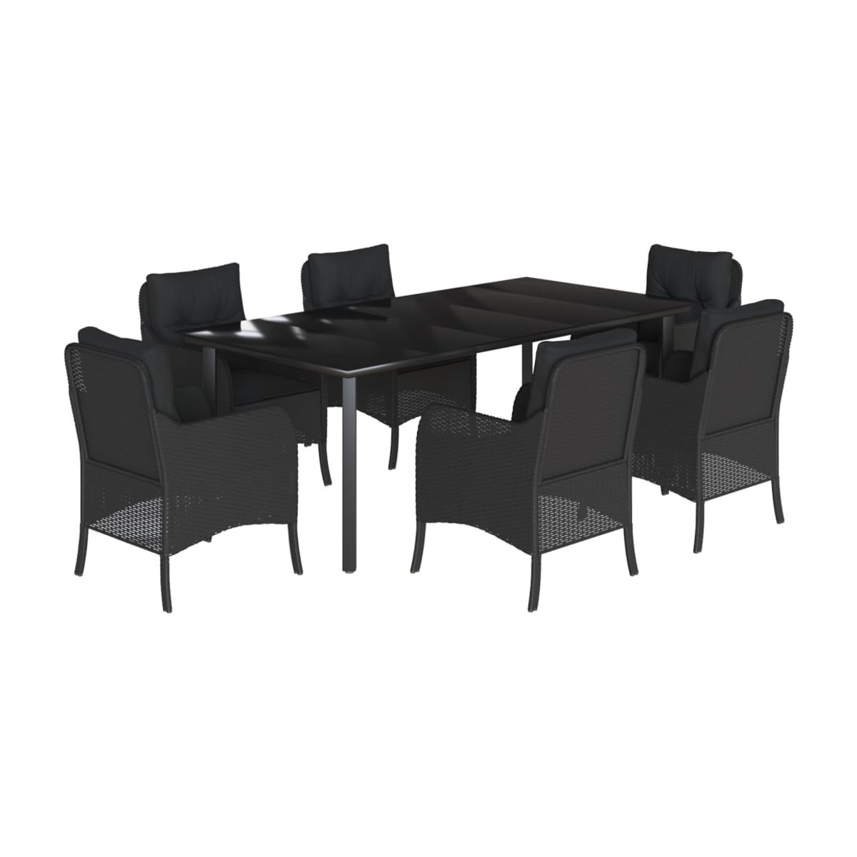 Vidaxl 7-teiliges Gartenmöbel-Set aus Polyrattan mit Kissen in Schwarz - Bild 3