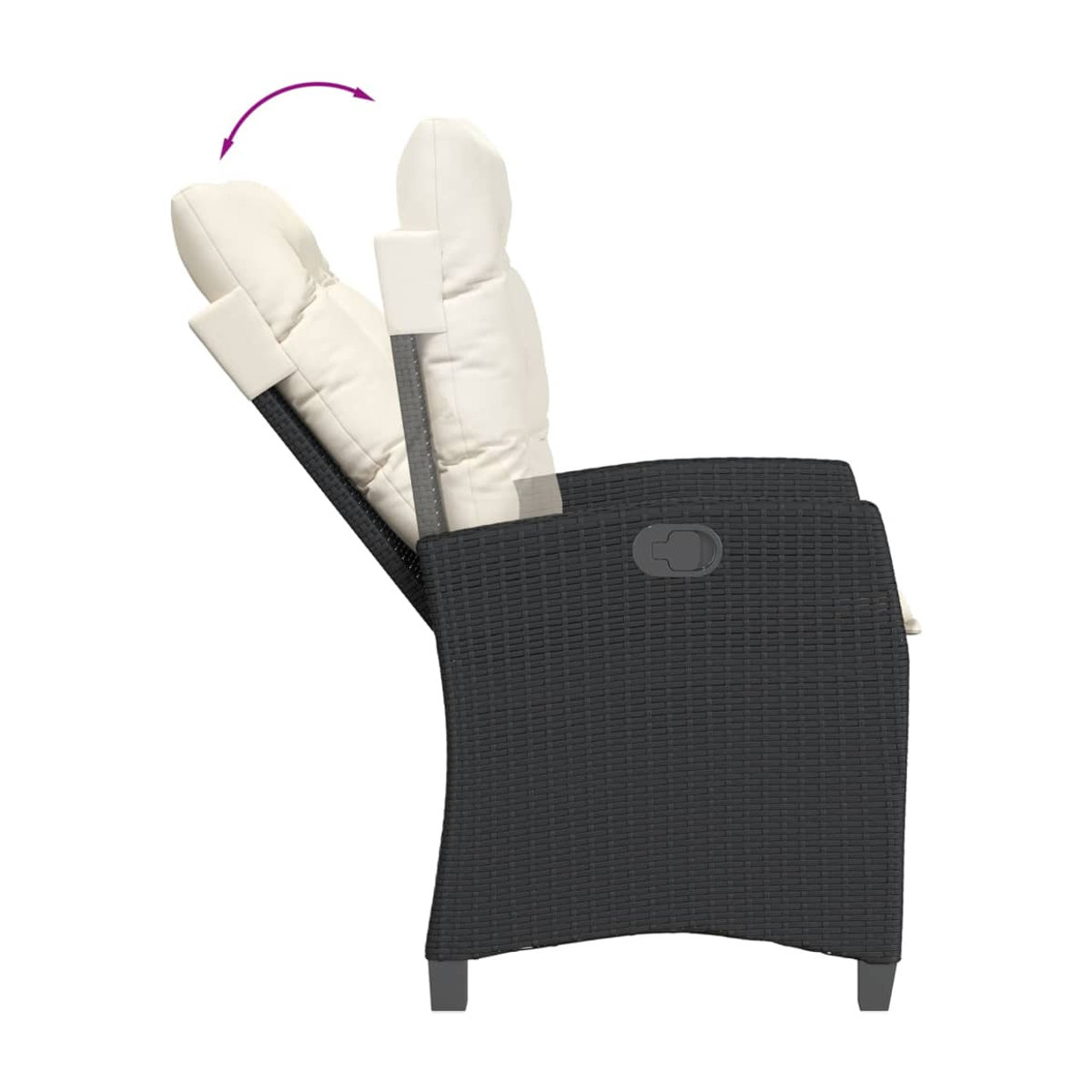 Vidaxl 7-teiliges Gartenmöbel-Set aus Polyrattan mit Kissen und Glas in Schwarz - Bild 2
