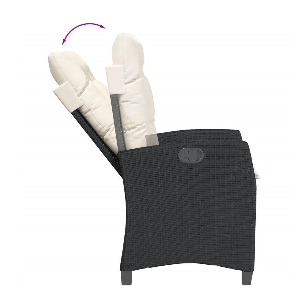 Vidaxl 7-teiliges Gartenmöbel-Set aus Polyrattan und Akazie mit Kissen in Schwarz - Bild 3