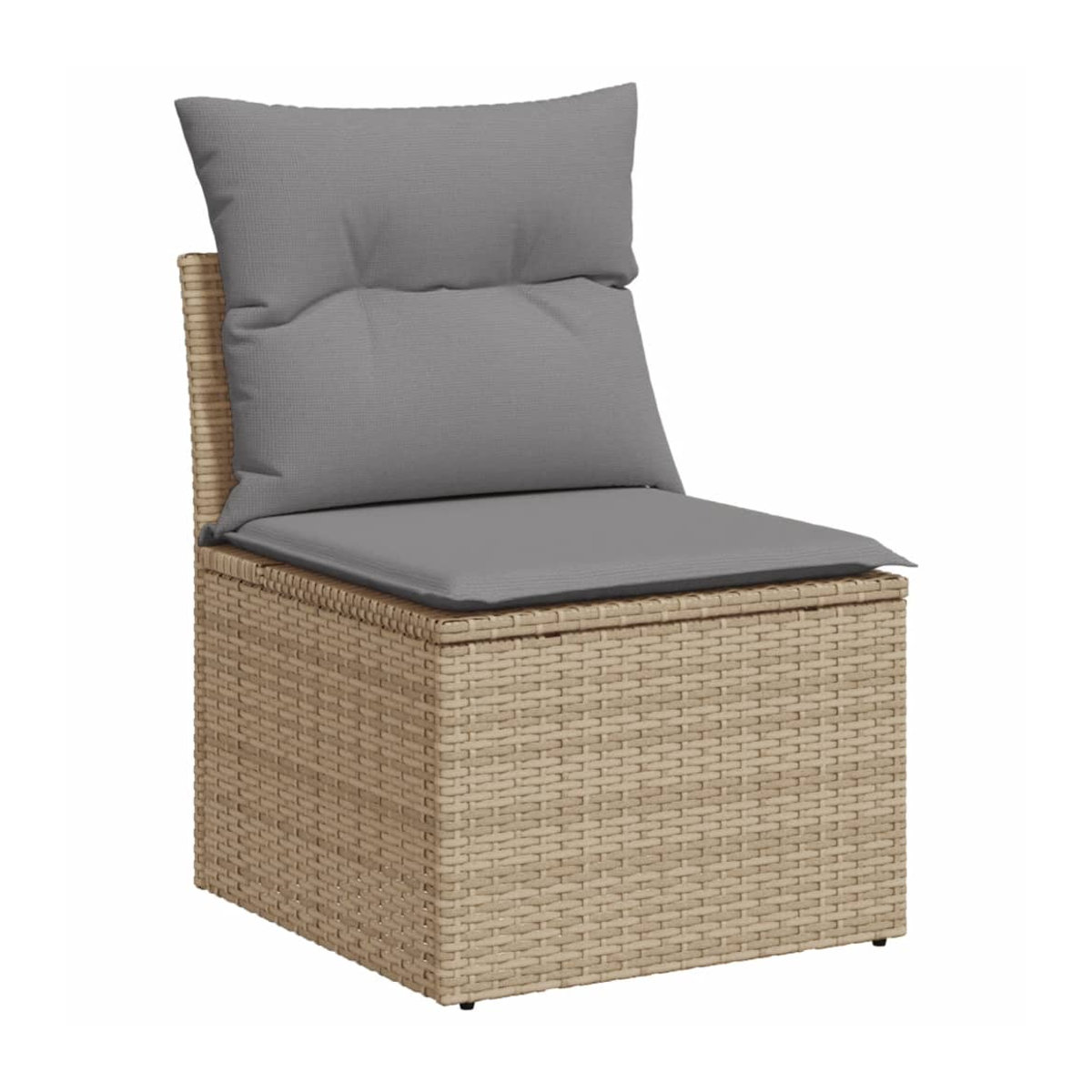 Vidaxl 7-teiliges Gartenmöbel-Set aus Rattan und Holz mit Kissen in Beige und Grau im modernen Design - Bild 3