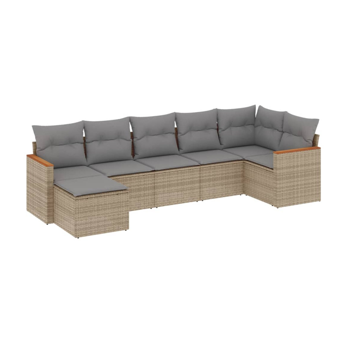 Vidaxl 7-teiliges Gartenmöbel-Set aus Rattan und Metall mit Kissen in Beige und Grau im modernen Design - Bild 3