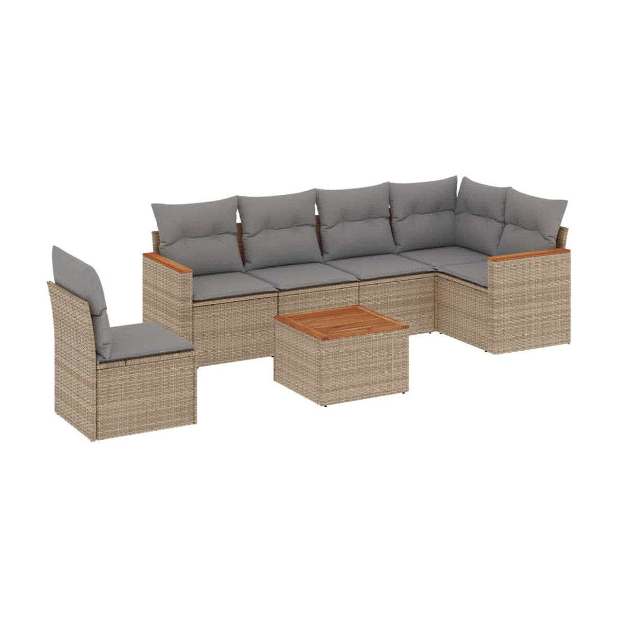 Vidaxl 7-teiliges Gartenmöbel-Set mit Kissen in Beige und Grau im modernen Design - Bild 3