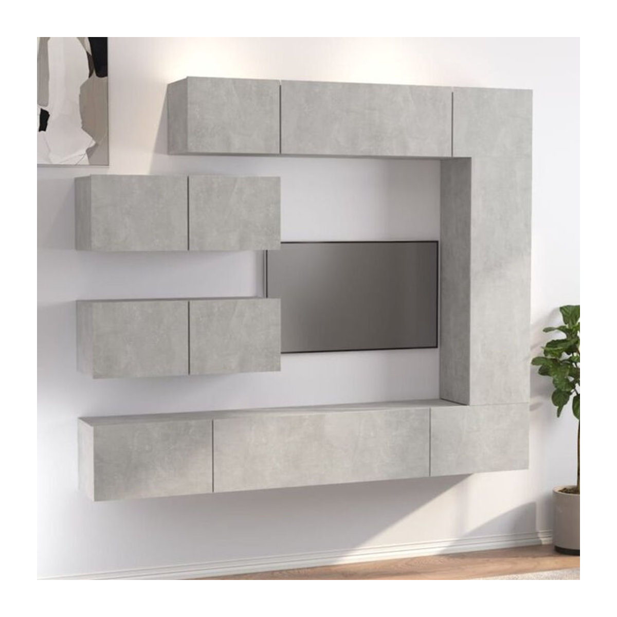 Vidaxl 7-teiliges TV-Schrank-Set in Betongrau aus Holzwerkstoff im modernen klassischen Design - Bild 1