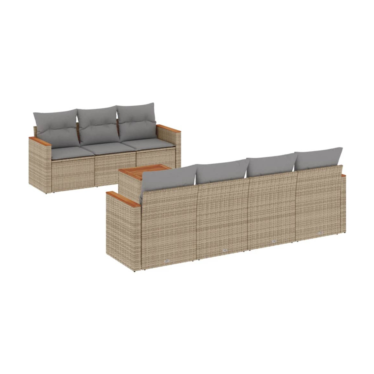 Vidaxl 8-teiliges Gartenmöbel-Set aus Polyrattan mit Kissen in Beige - Bild 2