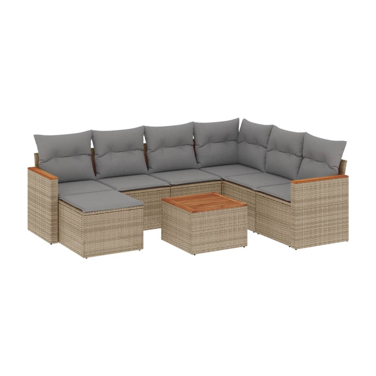 Vidaxl 8-teiliges Gartenmöbel-Set aus Polyrattan mit Kissen in Beige - Bild 2