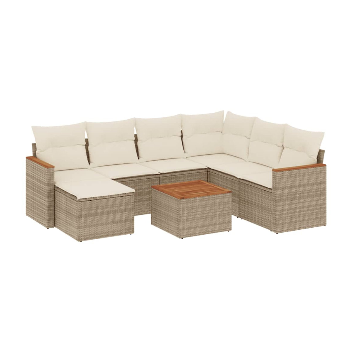 Vidaxl 8-teiliges Gartenmöbel-Set aus Polyrattan mit Kissen in Beige - Bild 2