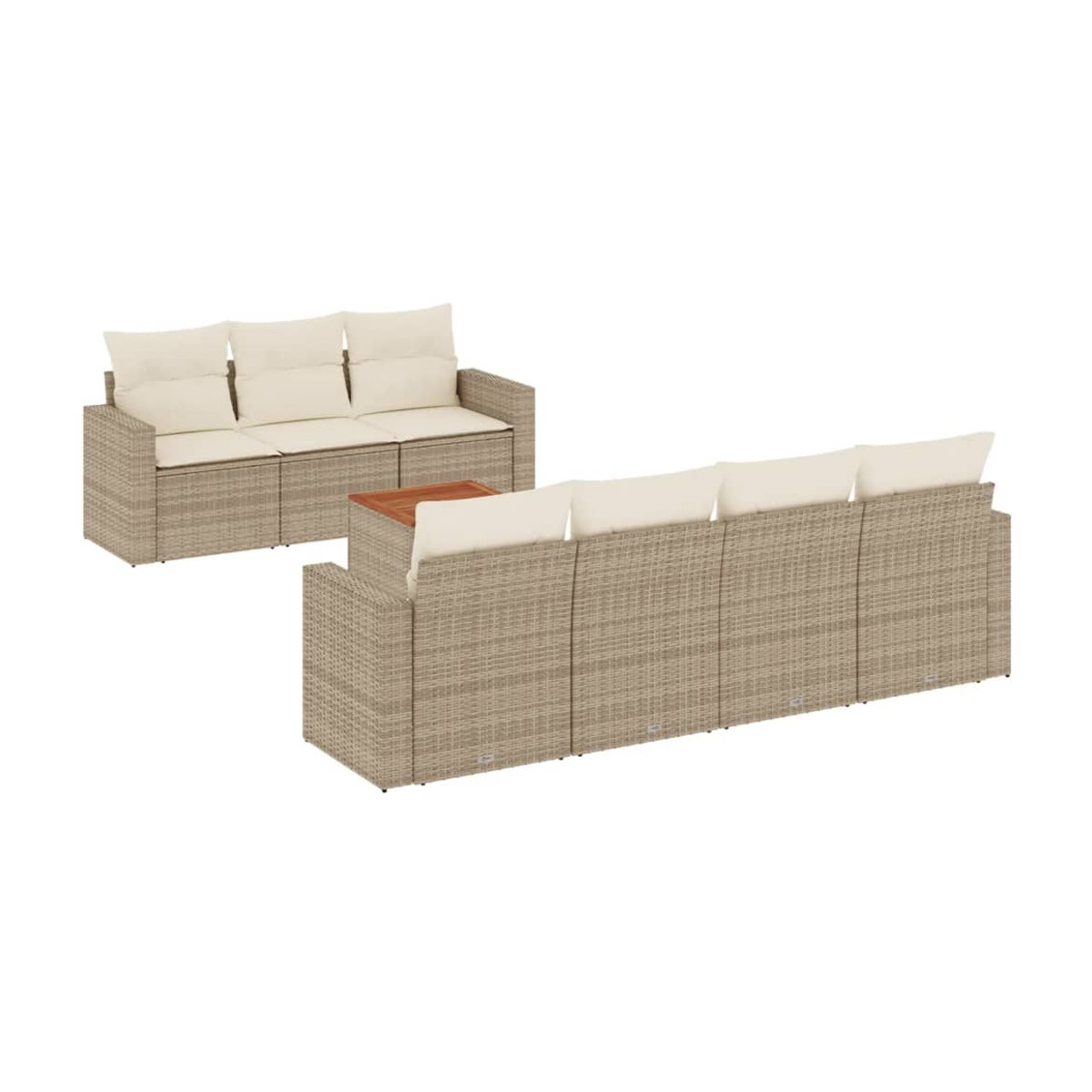 Vidaxl 8-teiliges Gartenmöbel-Set aus Polyrattan und Akazie mit Kissen in Beige - Bild 3
