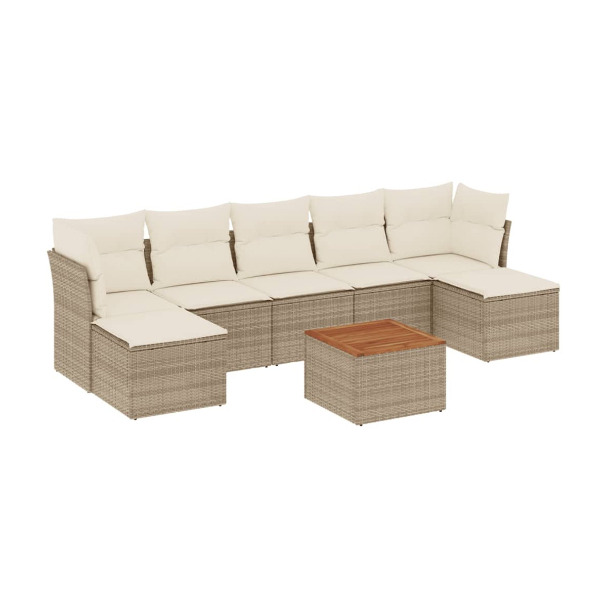 Vidaxl 8-teiliges Gartenmöbel-Set aus Polyrattan und Akazie mit Kissen in Beige - Bild 3