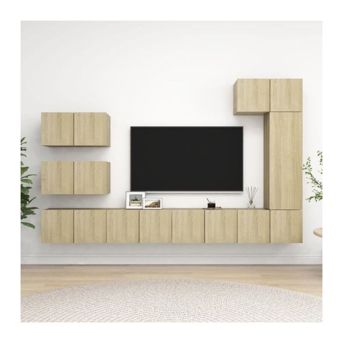 Vidaxl 8-tlg. TV-Schrank-Set Modern in Sonoma-Eiche Braun aus Holzwerkstoff - Bild 1