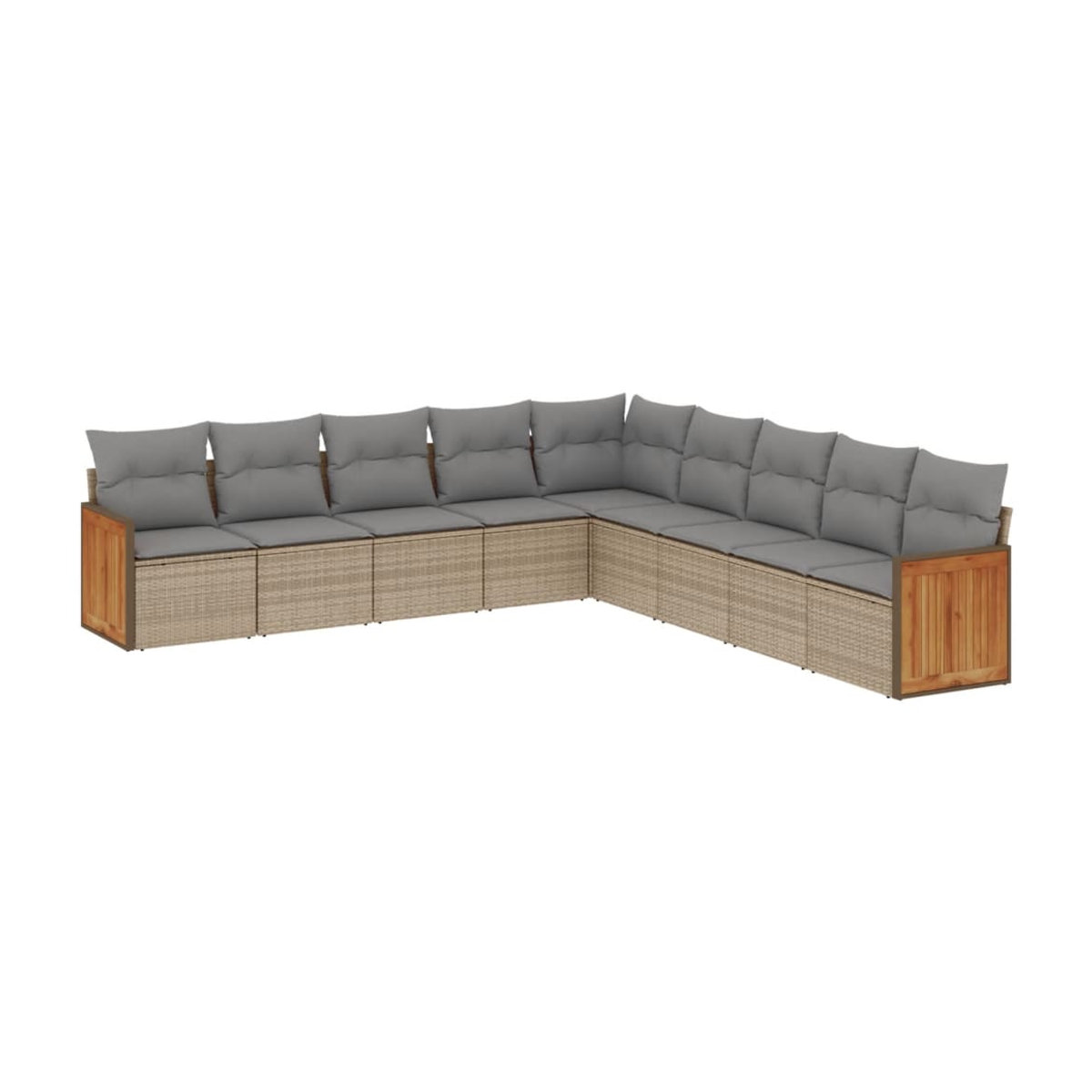 Vidaxl 9-teiliges Gartenmöbel-Set aus Polyrattan mit Kissen in Beige - Bild 2