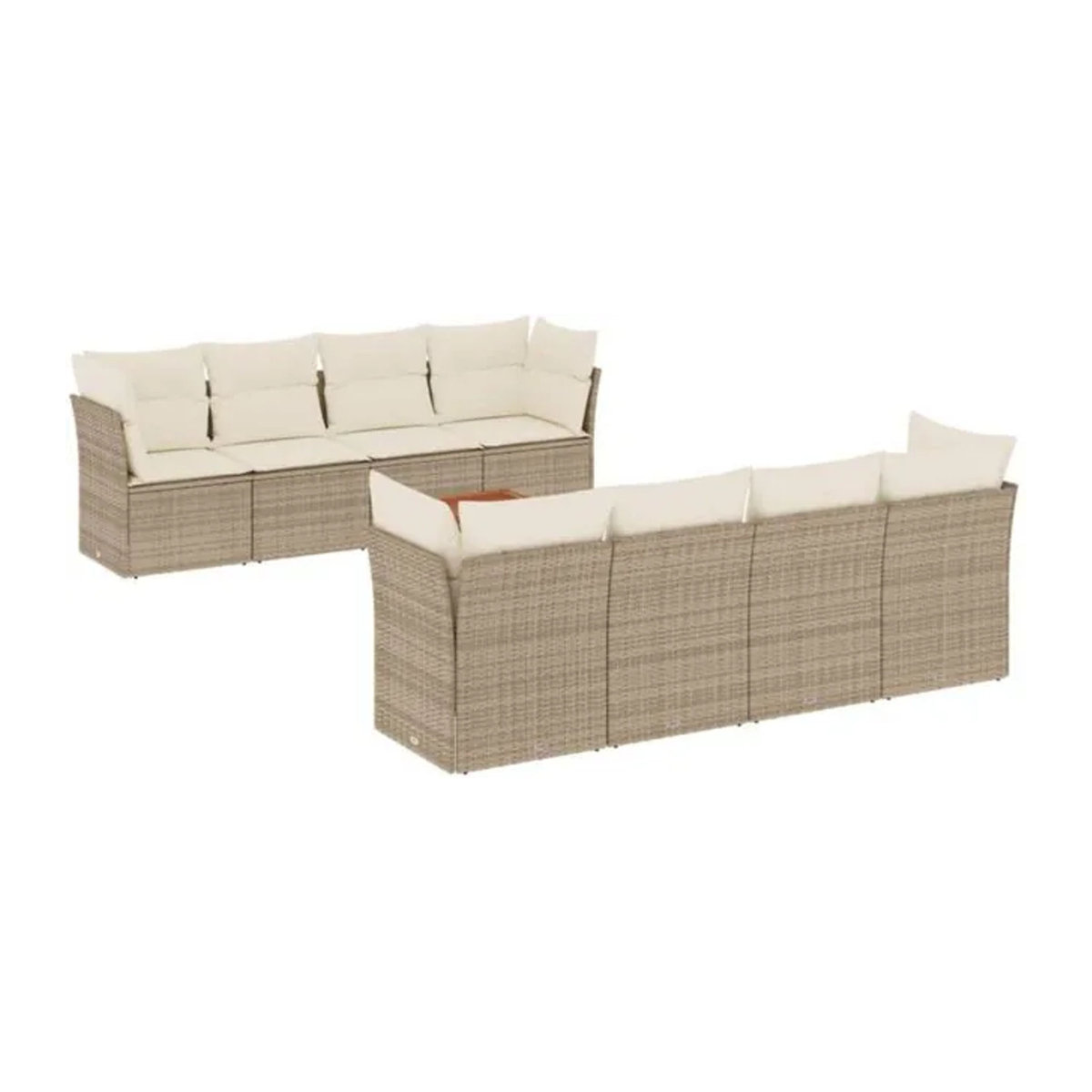Vidaxl 9-tlg. Garten-Sofagarnitur aus Polyrattan mit Kissen in Beige - Bild 1