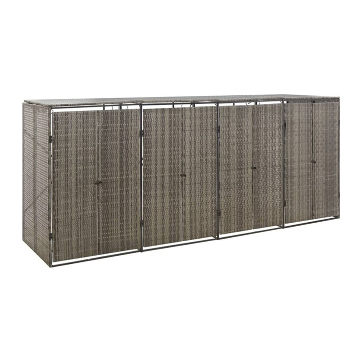 Vidaxl Abdeckung für 4 Mülltonnen aus Polyrattan, Grau, B/T/H: 274 x 80 x 117 cm - Bild 1