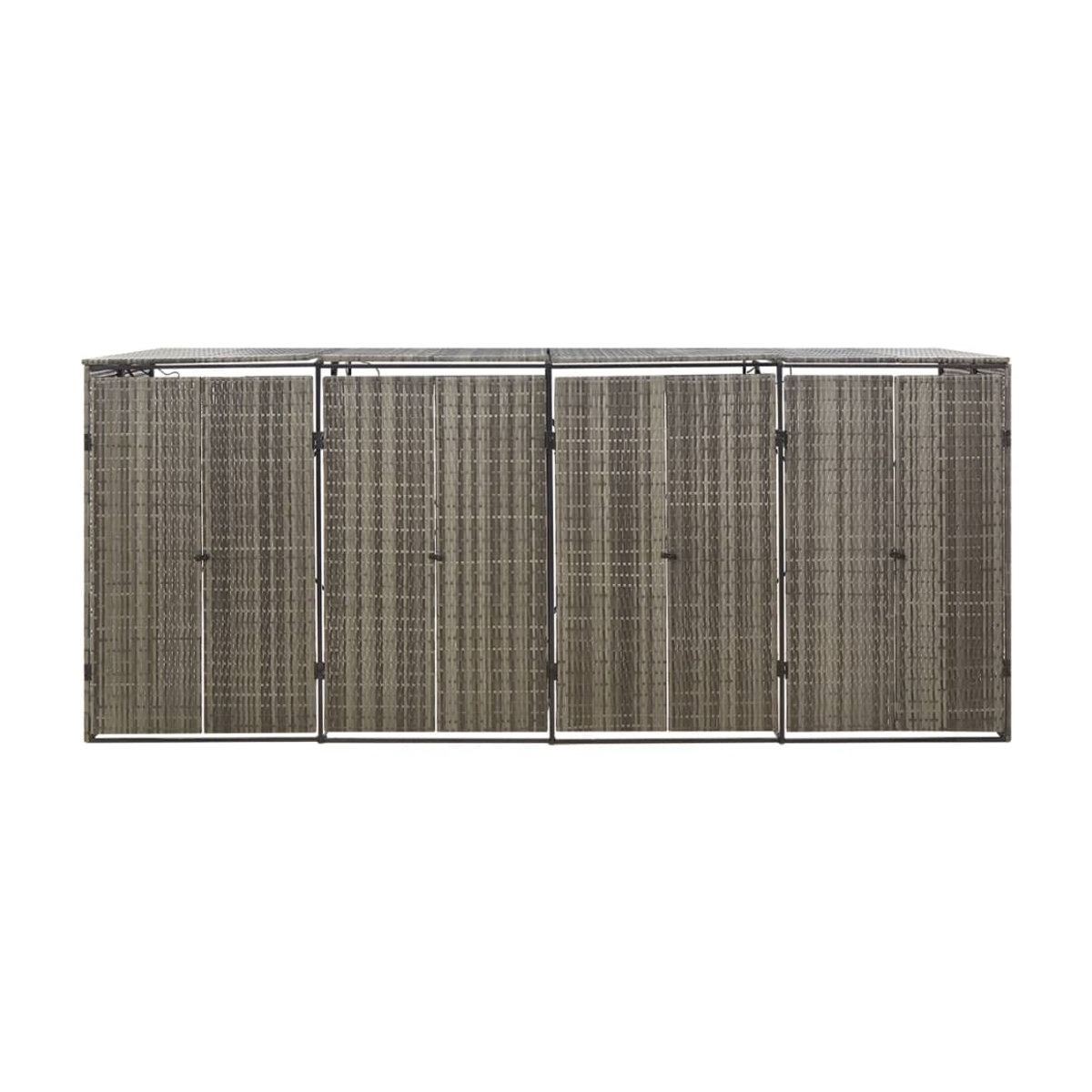 Vidaxl Abdeckung für 4 Mülltonnen aus Polyrattan, Grau, B/T/H: 274 x 80 x 117 cm - Bild 2