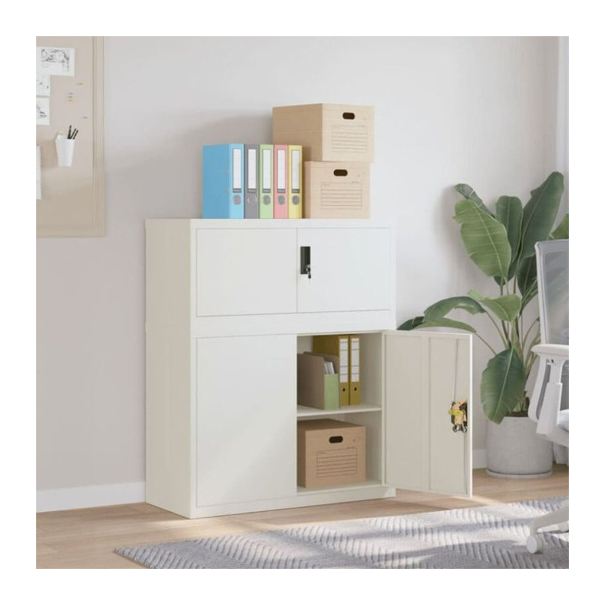 Vidaxl Aktenschrank aus Stahl in Weiß mit Drehtüren, Modern, B/T/H: 90 x 40 x 110 cm - Bild 1