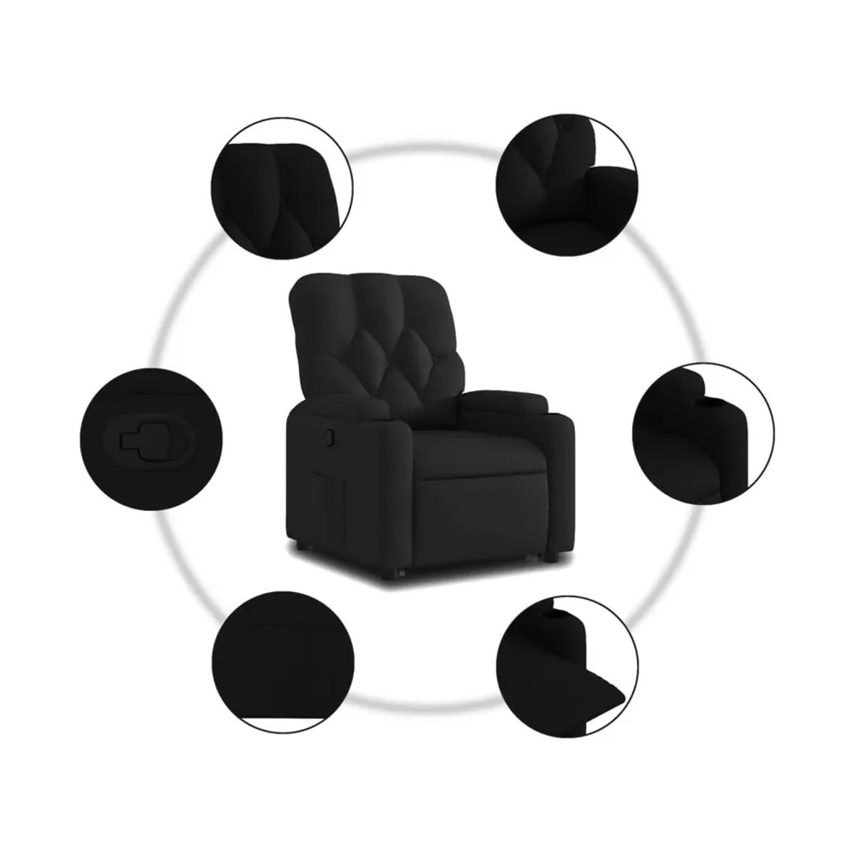 Vidaxl Aufstehhilfe für Sessel für Senioren, Schwarz, Stoffbezogen - Bild 5