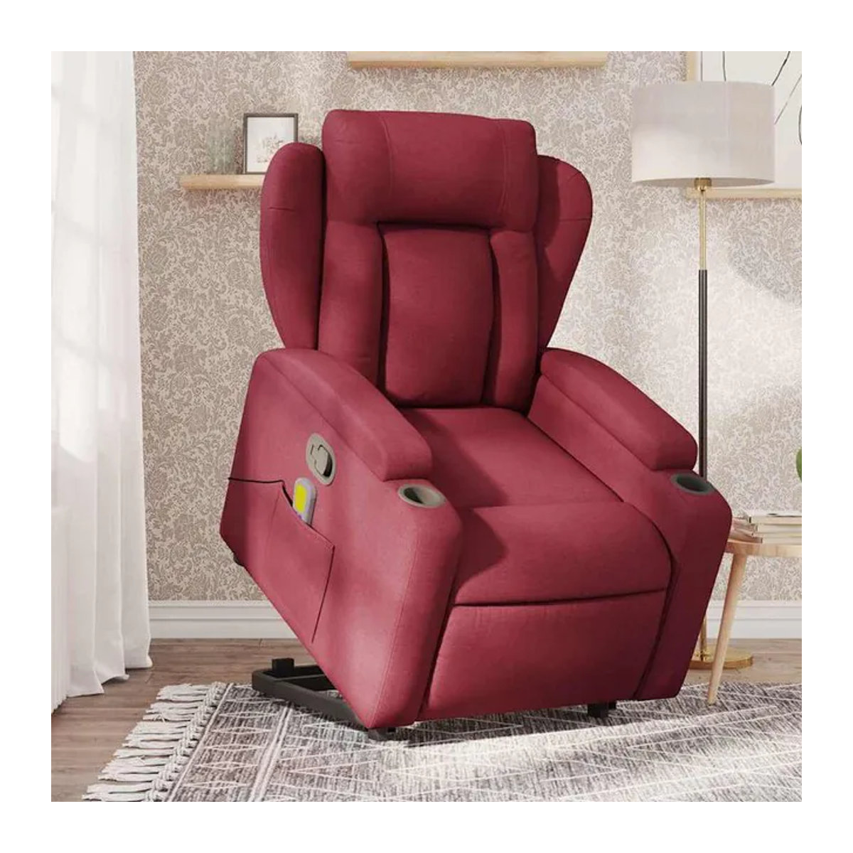vidaxl Aufstehhilfe Massagesessel für Senioren, verstellbar, Rot, Stoffbezogen - Bild 1