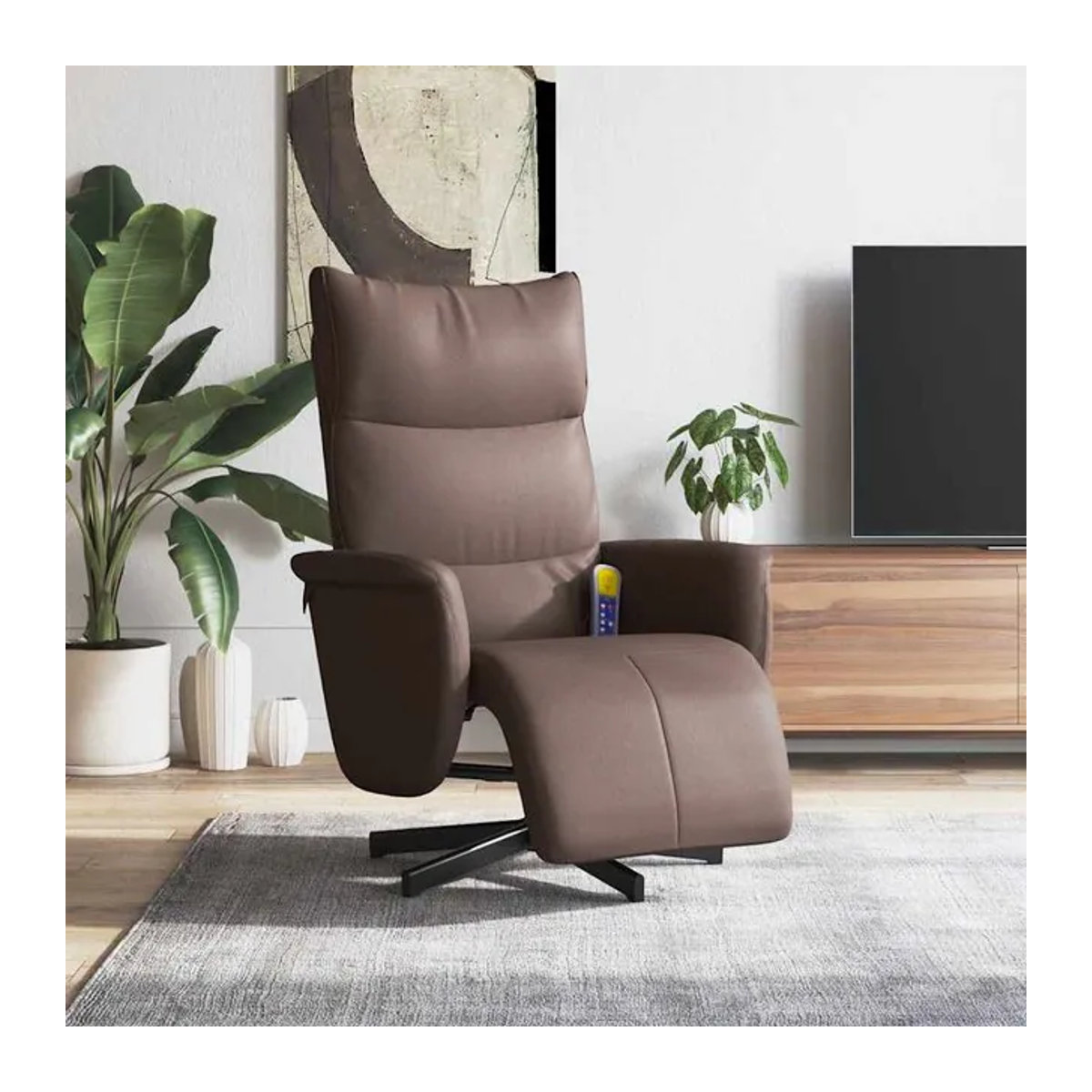 Vidaxl Ausklappbarer Massagesessel mit Fußstütze in Braun aus Kunstleder im modernen Design - Bild 1