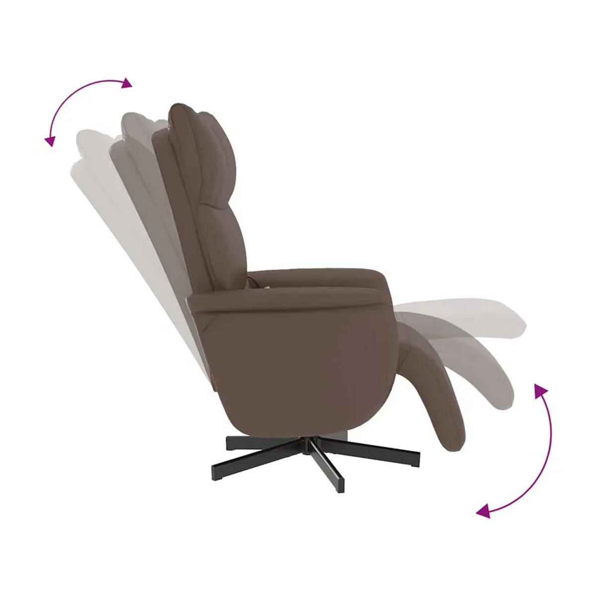 Vidaxl Ausklappbarer Massagesessel mit Fußstütze in Braun aus Kunstleder im modernen Design - Bild 6