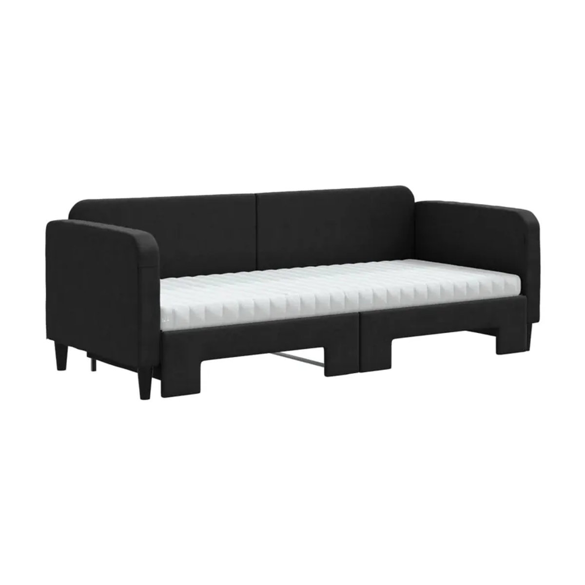 Vidaxl Ausziehbare Liege mit Matratze in Schwarz aus Stoff, B/L: 80 x 200 cm - Bild 3