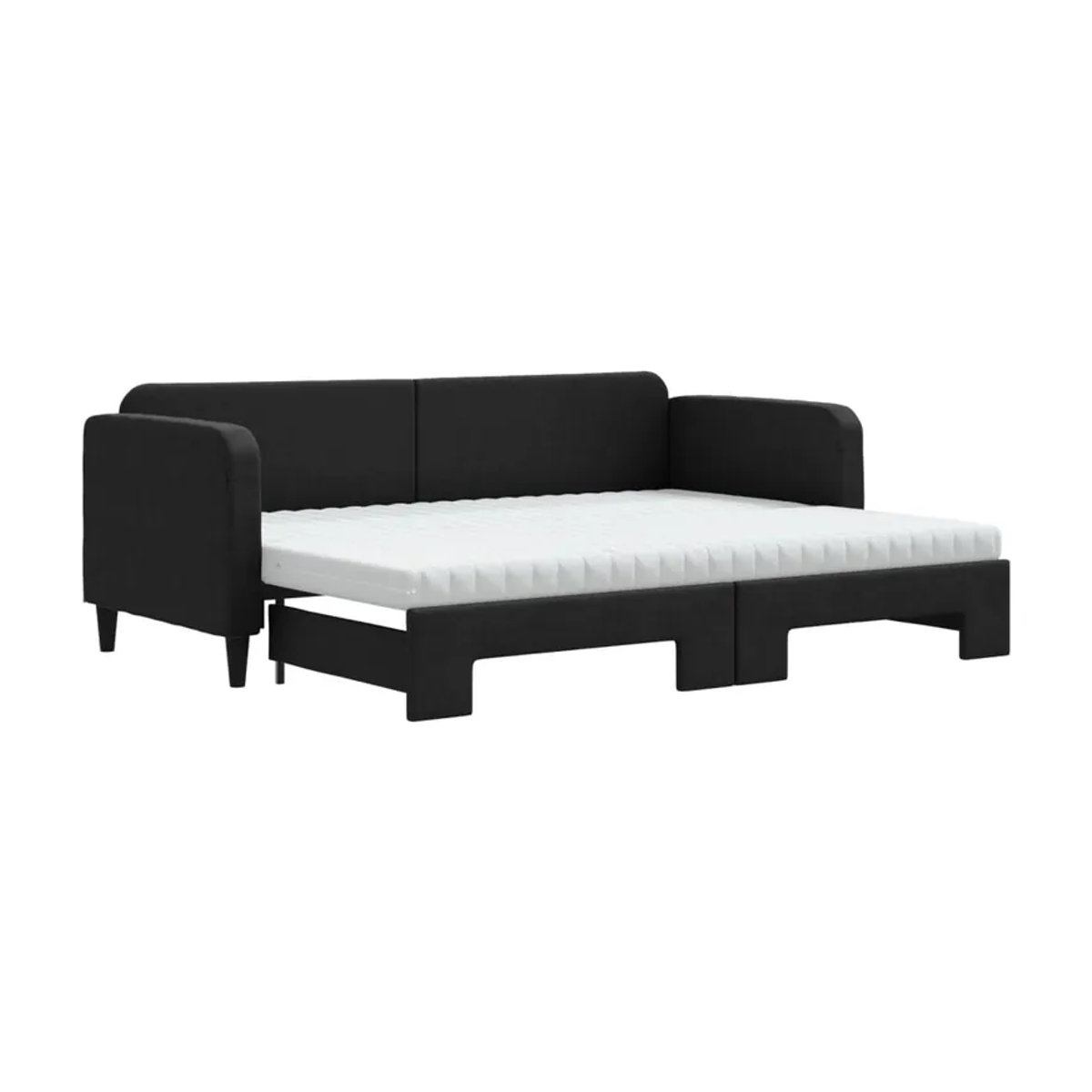 Vidaxl Ausziehbare Liege mit Matratze in Schwarz aus Stoff, B/L: 80 x 200 cm - Bild 4