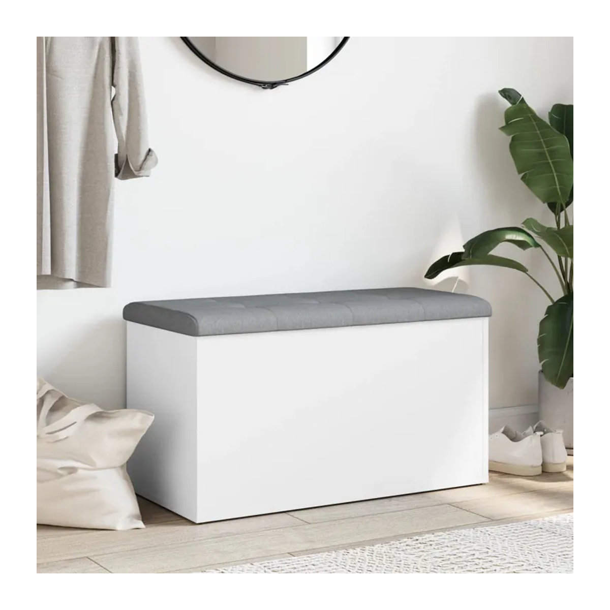 Vidaxl Bank mit Stauraum und Drehtüren, Weiß, B/T/H: 82 x 42 x 45 cm - Bild 2