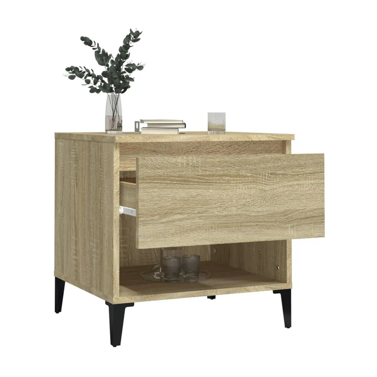 Vidaxl Beistelltisch Set 2 Stück im Industrial Design, Sonoma-Eiche und Braun, B/T/H: 50 x 46 x 35 cm - Bild 2