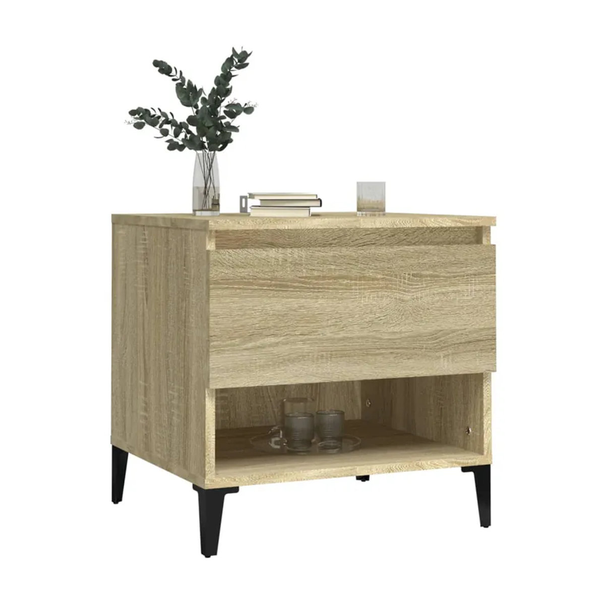 Vidaxl Beistelltisch Set 2 Stück im Industrial Design, Sonoma-Eiche und Braun, B/T/H: 50 x 46 x 35 cm - Bild 7