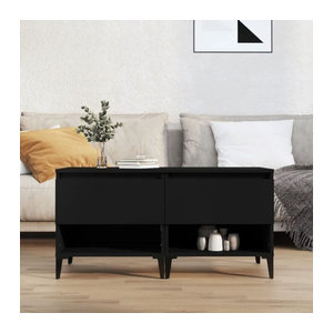 Vidaxl Beistelltisch Set 2er Pack Schwarz im Industrial Design aus Holzwerkstoff und Metall, B/T/H: 50 x 46 x 50 cm