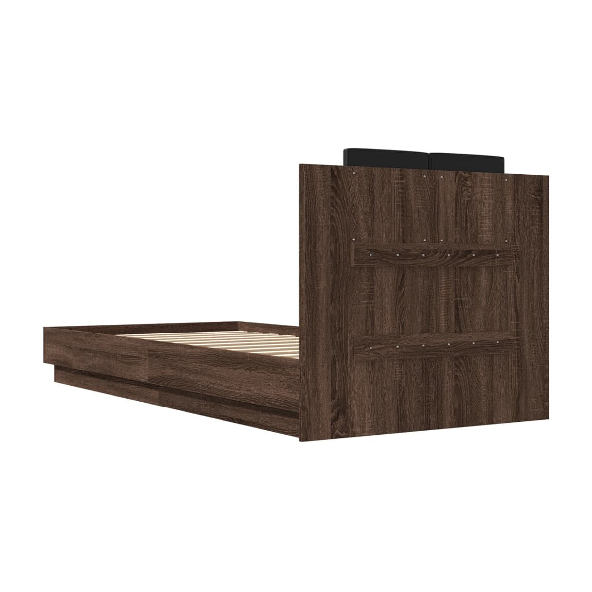 Vidaxl Bettgestell mit Kopfteil und LED in Brauneiche, Modernes Design, B/T/H: 100 x 200 cm - Bild 2