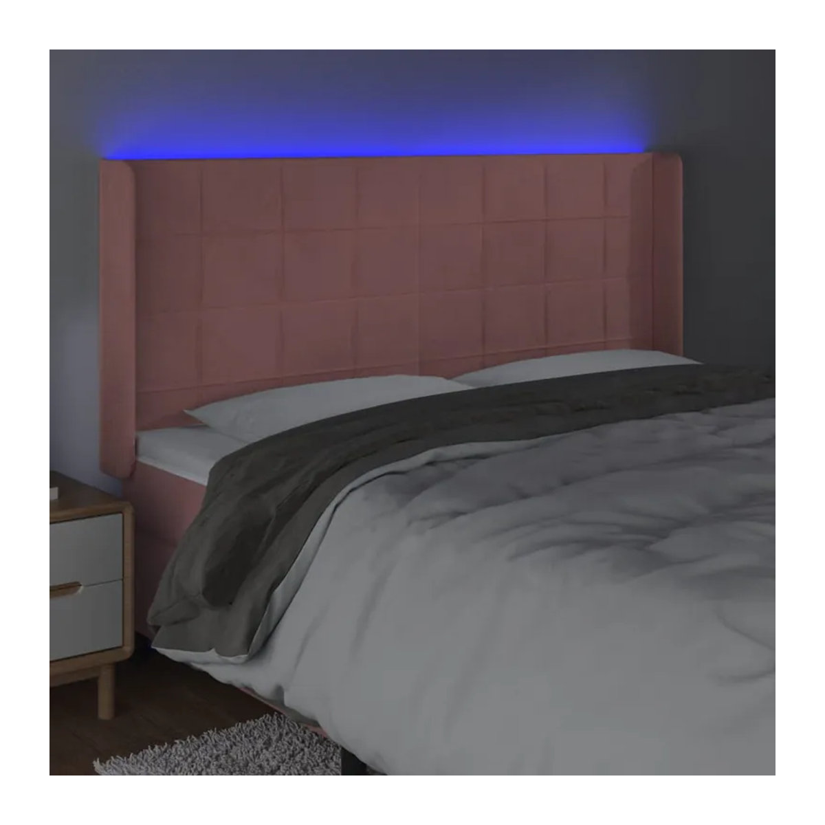 Vidaxl Bettkopfteil mit LED aus Samt in Pink, B: 163 cm, T: 16 cm, H: 118/128 cm - Bild 3