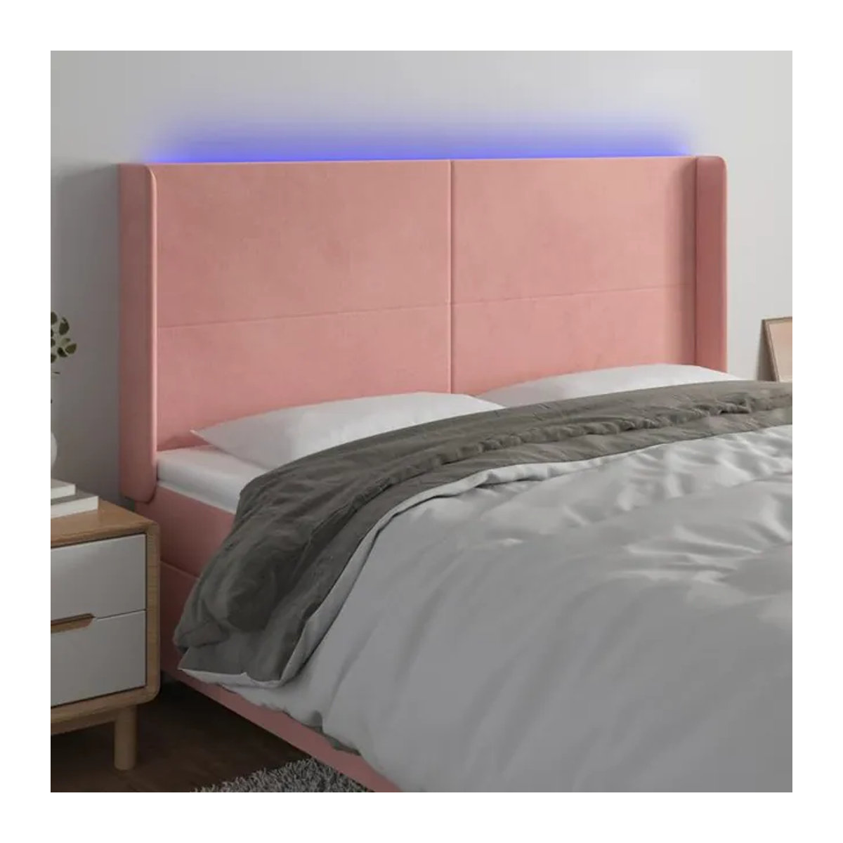 Vidaxl Bettkopfteil mit LED aus Samt in Pink, B: 163 cm, T: 16 cm, H: 118/128 cm - Bild 1