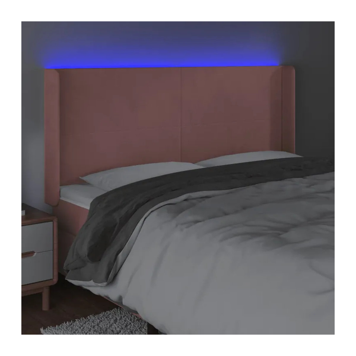 Vidaxl Bettkopfteil mit LED aus Samt in Pink, B: 163 cm, T: 16 cm, H: 118/128 cm - Bild 2