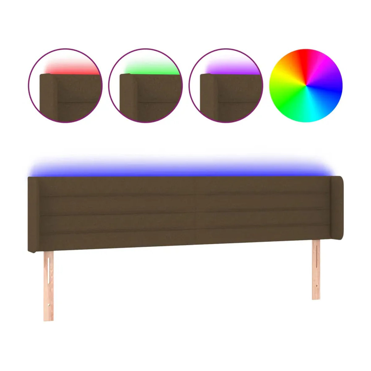 Vidaxl Bettkopfteil mit LED in Dunkelbraun, Stoff, B: 183 cm, H: 78-88 cm, T: 16 cm - Bild 3